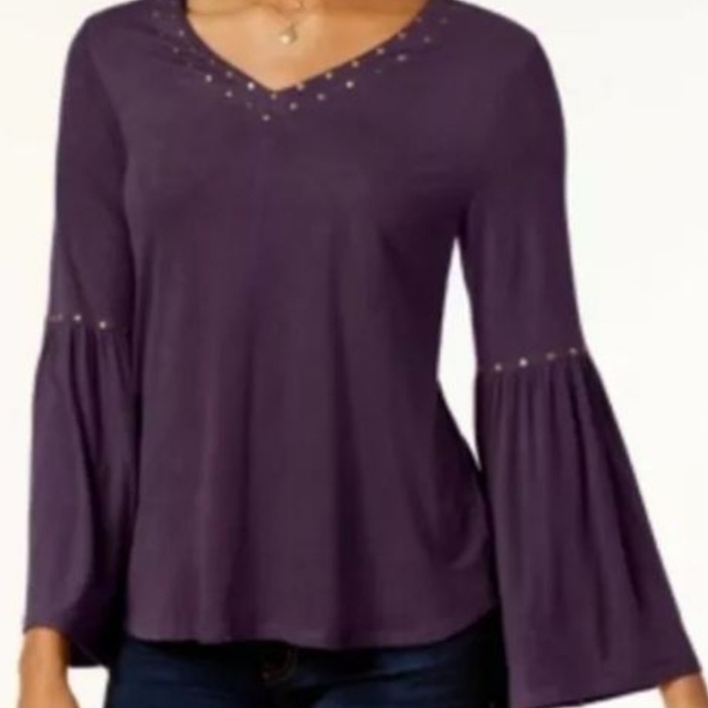 STYLE & Co. Faux Suede Bell Sleeve Top